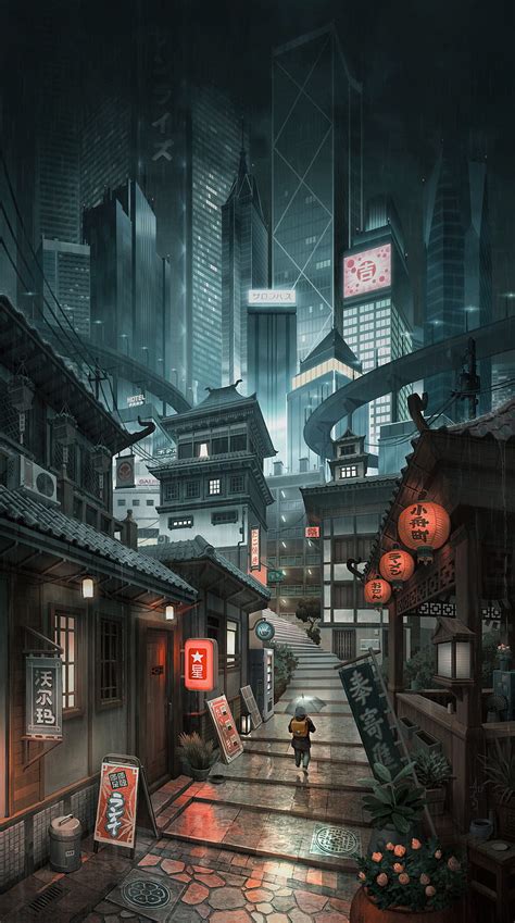 Anime Street, japan, japanese, anime, orginal, scenery, street, night, HD wallpaper | Peakpx