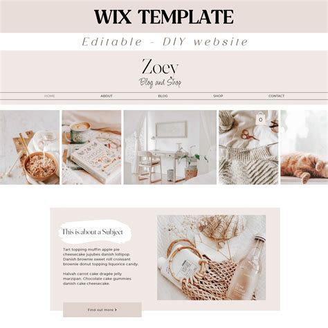 Wix Website Template Premium Wix Template for Bloggers Feminine Blog Themes Boho Website Design ...