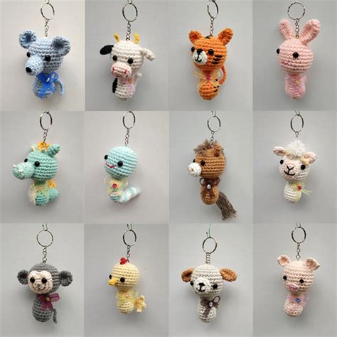 6cm Cute Animal Crochet Doll Key Chain Knit Toy Cute Pendant Bag ...