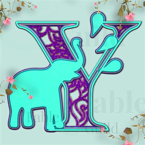 Awesome 3D Elephant SVG Letter Y - Fable & Guild