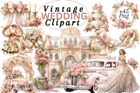 Vintage Wedding Clipart Graphic by Digital Xpress · Creative Fabrica