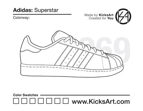 Adidas Superstar Sneaker Coloring Pages - Created by KicksArt