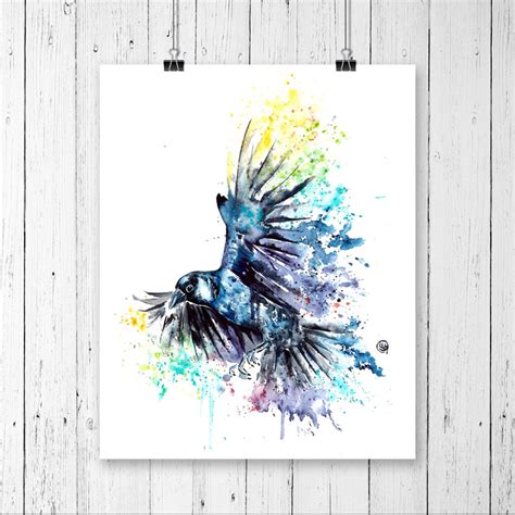 Raven Art Crow Art Raven Crow Raven Decor Crow Painting - Etsy