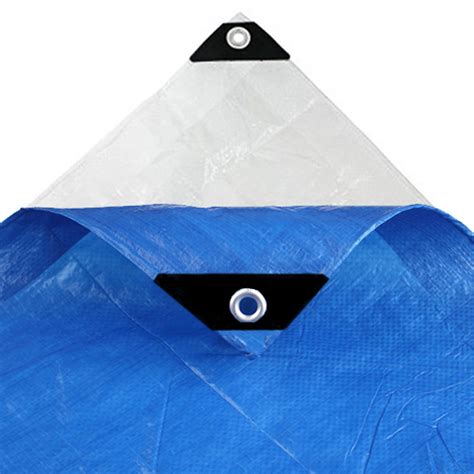 WHITE & BLUE STANDARD 110GSM WATERPROOF TARPAULINS WITH EYELETS VARIOUS ...