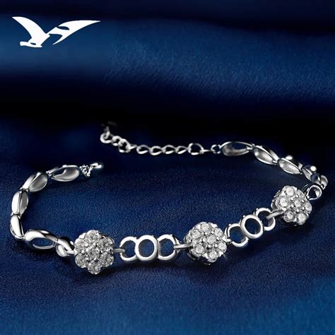 S925 pure silver bracelet women's Korean version simple flower zircon bracelet women's fashion ...