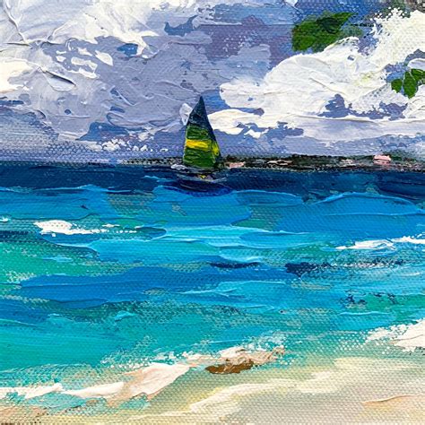 Seascape acrylic painting is beach Original Art Ocean | Etsy