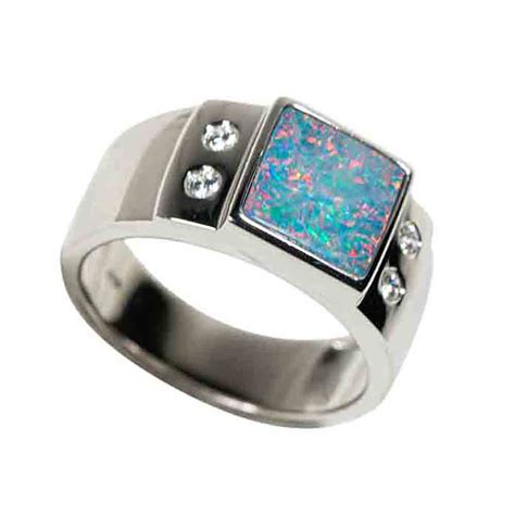 THE FIRE WITHIN STERLING SILVER AUSTRALIAN BLACK OPAL MEN'S RING