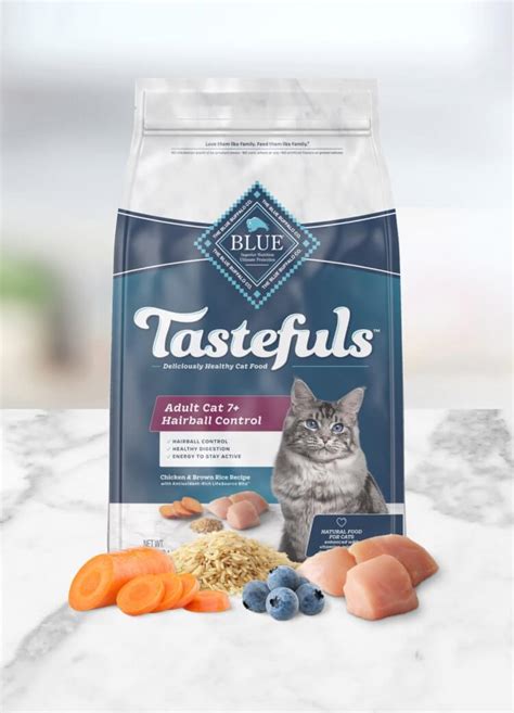 BLUE Tastefuls Indoor Hairball Control Dry Cat Food Chicken & Brown ...