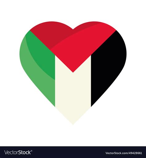 Palestine flag in heart shape Royalty Free Vector Image