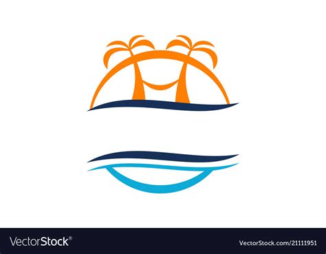 Beach travel holiday logo design template Vector Image