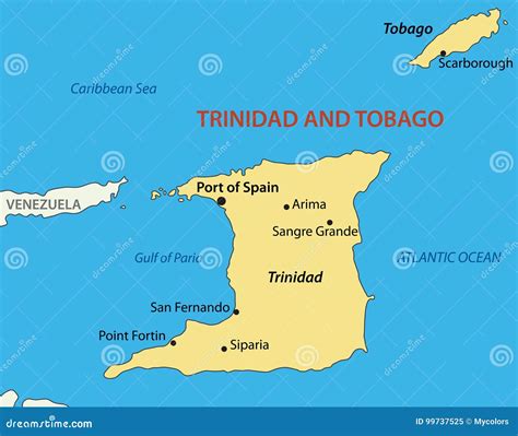 República De Trinidad Y Tobago - Mapa Del Vector Ilustración del Vector - Ilustración de ...