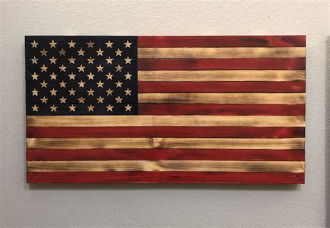 Handcarved Wood American Flag Wall Art Décor Rustic Handmade | Etsy