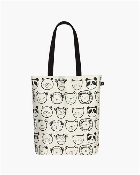 Adorable Cute Animals Zipper Tote Bag by Ecoright - Sustainable & Trendy