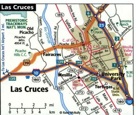 Las Cruces city road map for truck drivers area town toll free highways ...