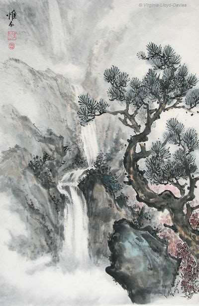 Chinese waterfall and mountain landscapes painted by internationally renowned YouTub… | Mountain ...