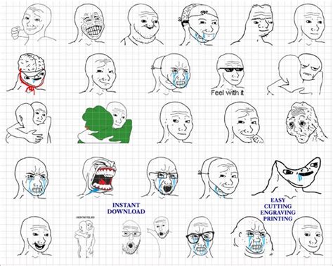 Wojak Face Meme Feels Guy Template SVG PNG Files Cricut Cut - Etsy Sweden