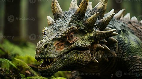 Close-up photo of a Triceratops looking in their habitat. Generative AI 29876291 Stock Photo at ...