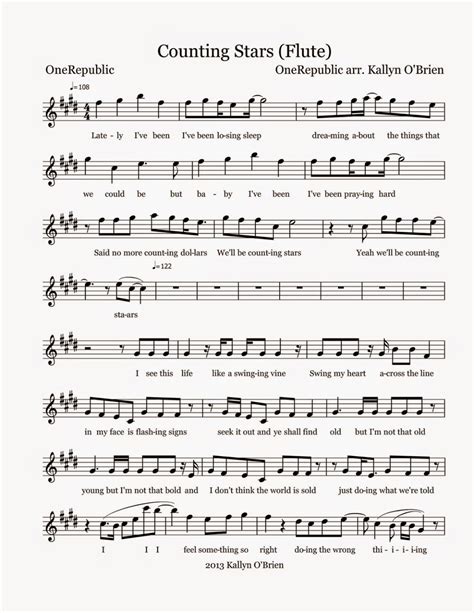 counting stars on flute - Google Search | Flute sheet music, Sheet music, Free flute sheet music