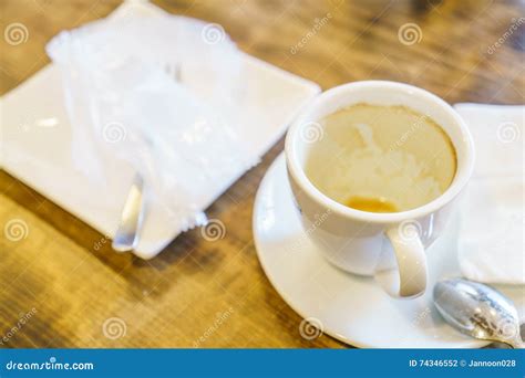 White Coffee Cup on Table in Cafe. Stock Photo - Image of latte, sepia ...