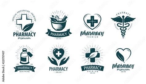 Pharmacy, drugstore logo or label. Medicine, medication symbol. Vector ...