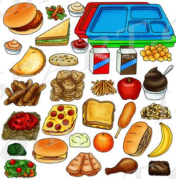 Cafeteria Food Clipart - Build A Lunch Tray Clip Art | TPT