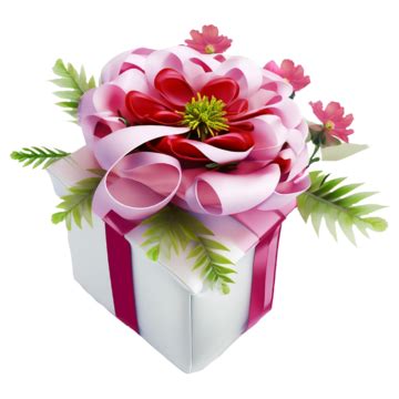 Gift Box Floral Ribbon Illustration, Gift Box, Ribbon, Holiday Gift Box ...