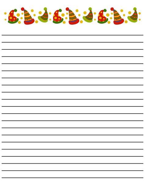 Free Printable Lined Stationary with Christmas Hats