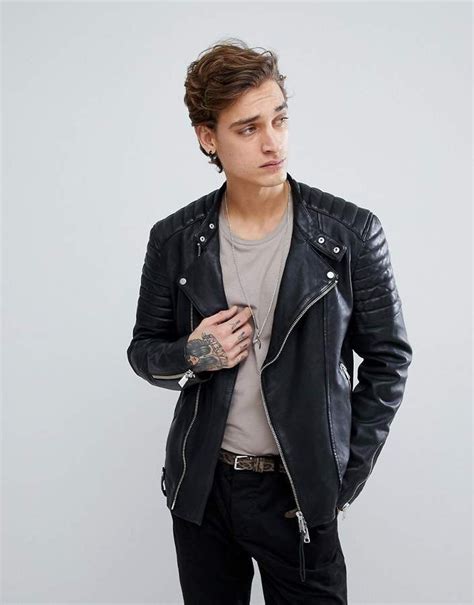 AllSaints Leather Biker Jacket | Leather jacket men, Biker jacket style, Outdoor coats