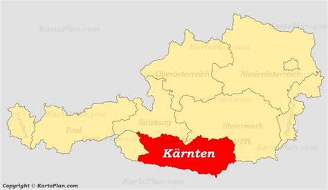 Kärnten auf der Österreich Karte