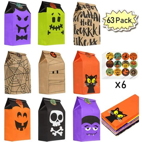 63 Pack Halloween Trick or Treat Candy Bags, Halloween Goodie Bags ...