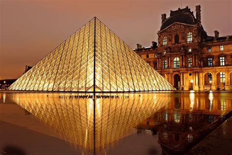 Louvre Pyramid Lights Night Royalty Free Photo