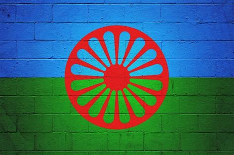 Premium Photo | Flag of the romani people painted on a wall