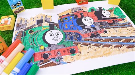 Let's Color Thomas, Percy and James ♦ Coloring video with Thomas and ...