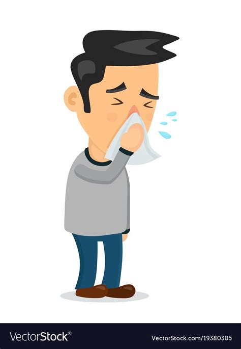 Sneezing person man character.Vector flat cartoon illustration icon design.Isolated on white ...