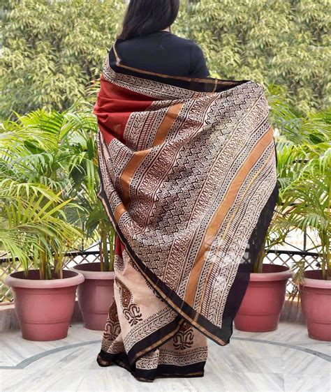 Bagru Printed Sarees#N# – India1001.com