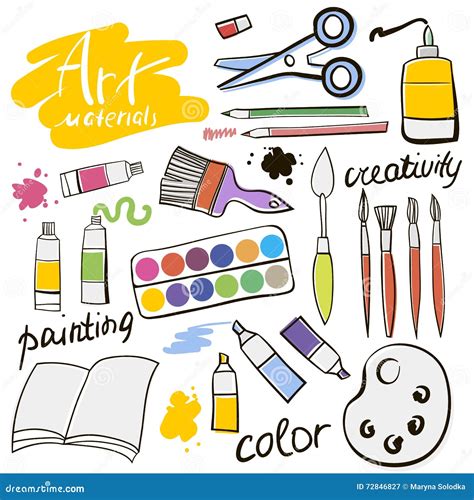 Art Supplies For Drawing. Cartoon Vector Set Vector Illustration | CartoonDealer.com #73731002