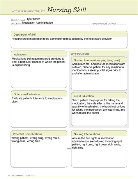 Nursing Skill Active Learning Template