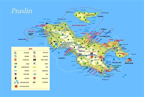 Large tourist map of Praslin Island (Seychelles) with all marks | Seychelles | Africa | Mapsland ...