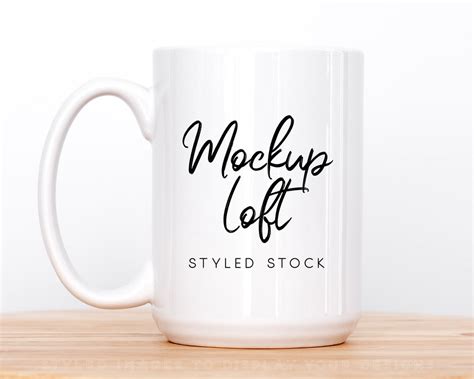 Mug Mockup 15 Oz. Ceramic Mug Mockup White Coffee Mug Styled Stock ...