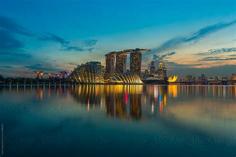 "Singapore Skyline At Marina Bay During Twilight" by Stocksy ...