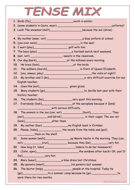 TENSE MIX worksheet - Free ESL printable worksheets made by teachers ...