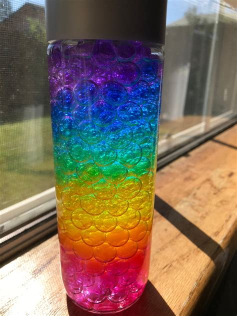 Rainbow Sensory Bottle Calm Down Water beads Kids toy Kids | Etsy | Rainbow sensory bottles ...