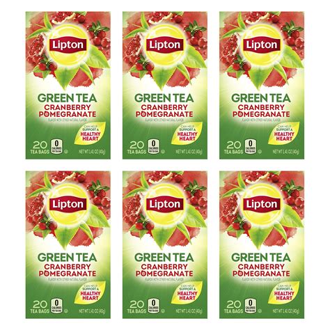 Lipton Green Tea Bags Flavored with Other Natural Flavors Cranberry Pomegranate Can Help Support ...