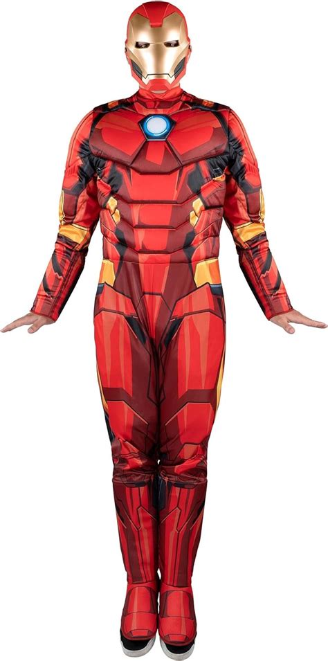 Amazon.com: Marvel Adult Iron Man Costume - Padded Jumpsuit and 3D ...