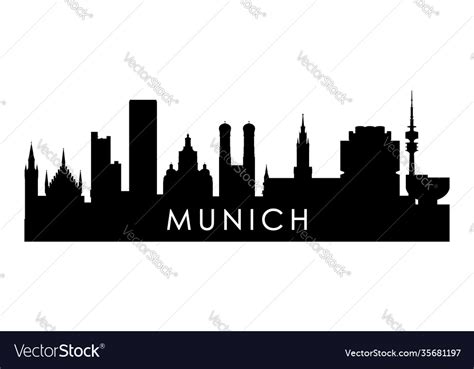 Munich skyline silhouette black city Royalty Free Vector