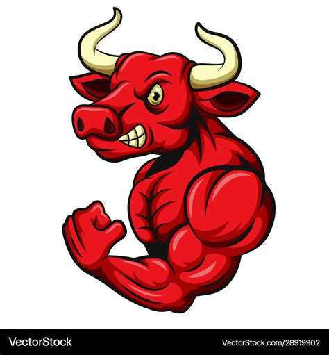 Angry strong bull with muscular body Royalty Free Vector