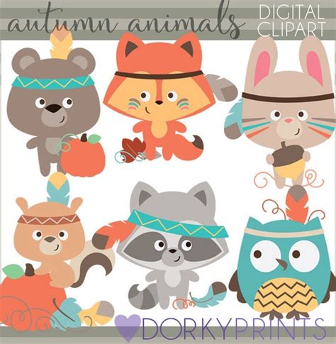 Autumn Animals Clipart personal and Limited Commercial Use | Etsy