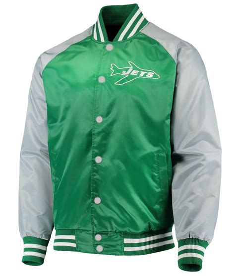 Starter Lead Off New York Jets Green and Gray Satin Jacket - Jackets Creator