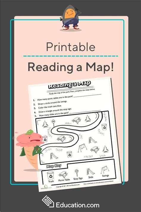 Reading a Map | Worksheet | Education.com | Map activities, Map skills ...