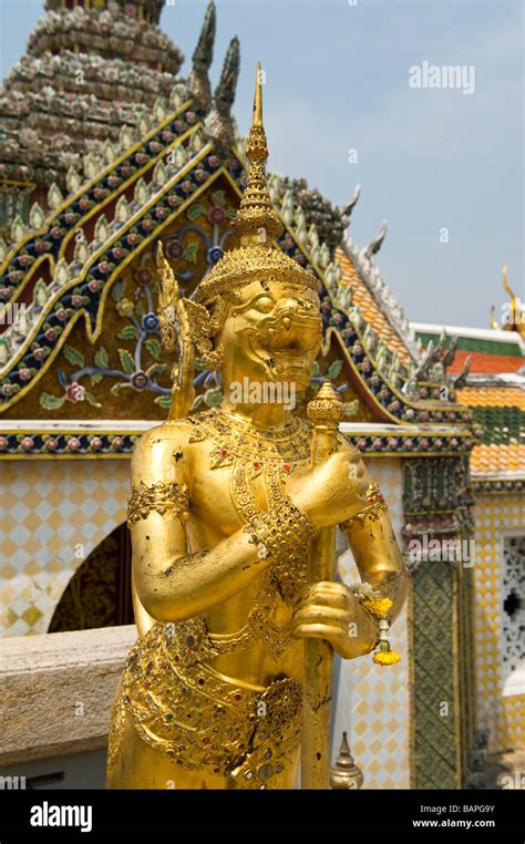 Gilded Kinnara a Mythological half human, half bird creature in Wat ...